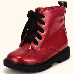 Short ankle boots Red combat with zipper fashion dress booties waterproof size11